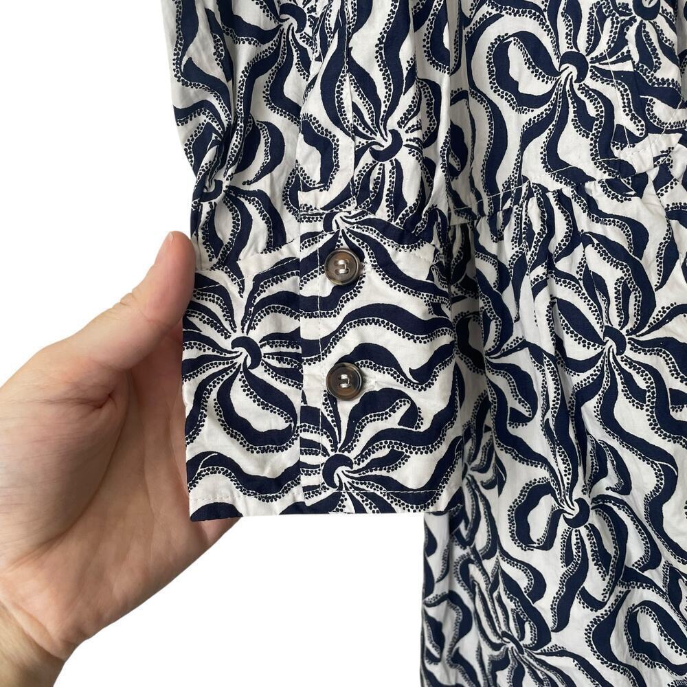 GANNI Printed Cotton Mini Shirt Dress Navy Blue SIZE 38 - Picture 4 of 8